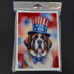 Saint Bernard Patriotic American Whimsical A7 Tarjetas de notas en blanco Paquete de 8 con sobres Tarjetas de felicitación de tamaño 5x7 - Product Image 3