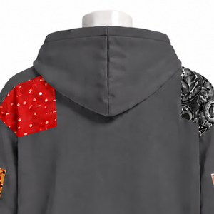 Charcoal <b>Tapestry</b> Patchwork Zip Up Hoodie Oversized Printed Patch Full Zipper Hooded Sweatshirt Casual Streetwear Jacket Men - Product Image 4