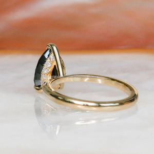 แหวนหมั้นเพชรสีดำโรสโกลด์14K สำหรับผู้หญิงลูกแพร์ธรรมชาติตัดเครื่องประดับซ้อนกันได้สีดำสำหรับงานแต่งงานปาร์ตี้ IGI วินเทจ - Product Image 5