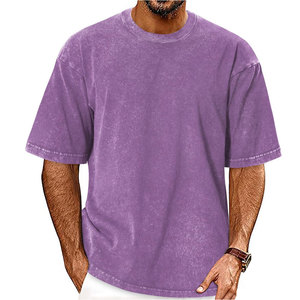 Camiseta de Algodón Grueso Lavado Estilo Vintage Oversize Unisex Lisa para Streetwear al por Mayor - Product Image 4