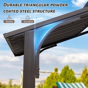 Gazebo per Barbecue con Tetto Rigido da 8,5 Piedi, Struttura in Acciaio Zincato a Doppio Tetto, Tettoia per Esterni e Pergola con Protezione Solare Permanente - Product Image 3