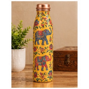 Modern Blue Gold Marble Pattern Copper Water <b>Bottle</b> Portable Travel <b>Thermos</b> - Product Image 2