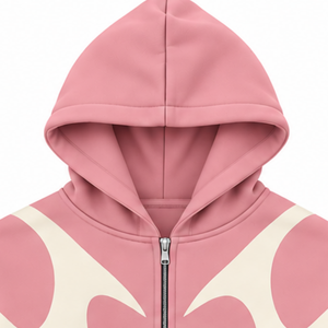 Blush Pink Contrast Panel Zip Up Hoodie Men Streetwear Full Zipper Long Sleeve Casual <b>Fleece</b> <b>Hooded</b> <b>Jacket</b> With Side Pockets - Product Image 3
