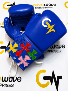 Nuevos Guantes de Boxeo de Cuero Premium No Boxing No Life, Guantes de Entrenamiento y Sparring Duraderos de Alta Calidad, Golden Wave con Múltiples Cruces - Product Image 4