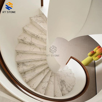 Escalier en marbre naturel de luxe KT STONE avec marches et marches d'escalier sur mesure pour la rénovation de maisons, villas et hôtels
