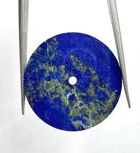 Lapis-lazuli naturel bleu, cadran rond plat 31,5 mm, qualité excellente, pierre précieuse en vrac, idéal pour la fabrication de bijoux avec perçage gratuit - Product Image 4