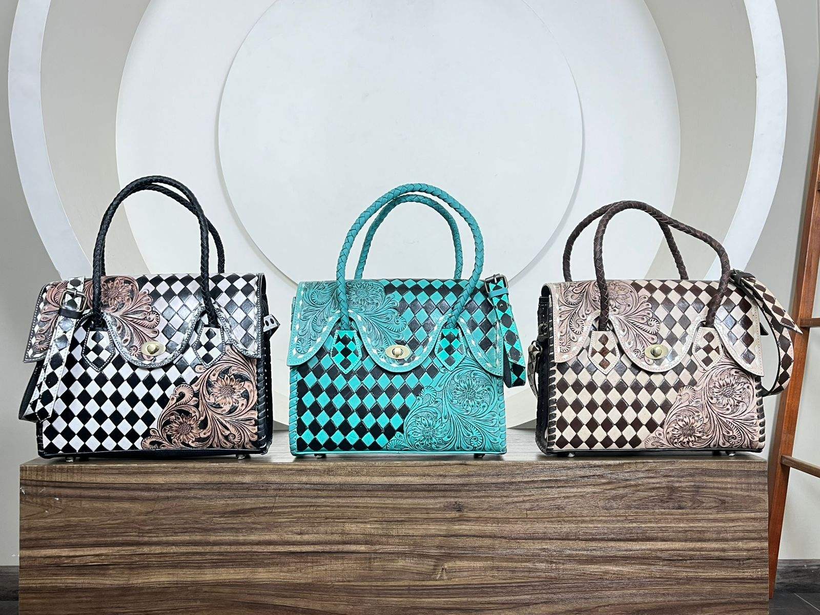 Turquoise & Black Checkered