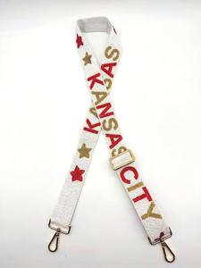 Wholesale Custom Handcrafted Seed Bead Embroidery <b>Belt</b> Strap Astros Team Name Navy Base Orange Lettering White <b>Star</b> Purse Strap - Product Image 6
