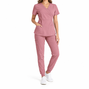 Women's Medical Uniforms Comfortable Knitted Polyester/Cotton Quick Dry Breathable <b>Scrub</b> <b>Sets</b> for Nurses Clinics - Product Image 6