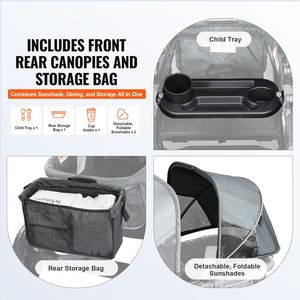 Passeggino Carrozzina Pieghevole a 2 Posti per Ogni Terreno con Tettuccio e Organizer per Genitori - Product Image 5