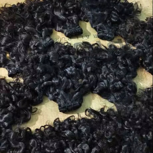 Bouncy <b>Curly</b> Raw Human Hair Drawstring Machine Double Weft 30 Inches Thick Natural Texture <b>Extensions</b> - Product Image 2