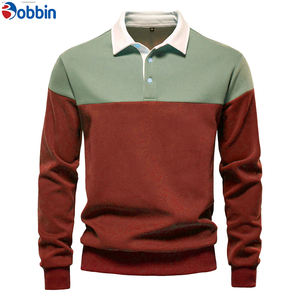 Camiseta de Punto Transpirable para Hombre, Estilo Casual, Unisex, de Manga Larga, Color Sólido, Cuello Camisero, Logotipo Frontal, Otoño/Invierno - Product Image 2