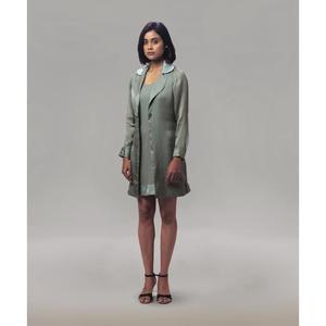 Trendy <b>Ladies</b> Georgette Knee Length Dress with Satin <b>Jacket</b> <b>Lightweight</b> Comfortable Casual Wear Fashion Clothing - Product Image 4