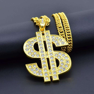 Moissanite Diamond Dollar Sign Pendant 925 Silver Gold Plated Necklace <b>Iced</b> <b>Out</b> Cuban <b>Chain</b> Hip Hop Jewelry Luxury Gift - Product Image 2