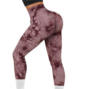 Leggings de sport taille haute tie-dye sans couture pour femme, pantalon de yoga et de fitness de qualité, effet scrunch, sexy - Product Image 4