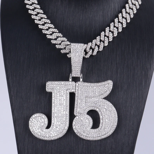 Collier avec pendentif lettre PSB en argent sterling 925 massif, plaqué rhodium, zircone cubique, chaîne hip-hop pour homme, bijoux - Product Image 2
