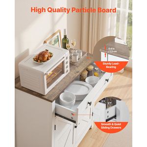 Mueble de Estilo Rústico para Cafetería con 2 Puertas Corredizas, Aparador con Cajón y Mesa para la Oficina en Casa - Product Image 5