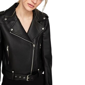 Chaqueta de Cuero PU de Moda para Mujer, con Logotipo Personalizado, Manga Larga, Diseño Sólido, 12 Colores, Otoño - Product Image 3