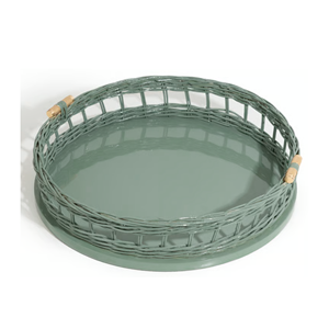 Artisan Crafted Lacquer <b>Tray</b> With Natural Rattan, Premium Vietnam Handicraft, Elegant <b>Large</b> Serving <b>Tray</b> for Coffee Table - Product Image 2