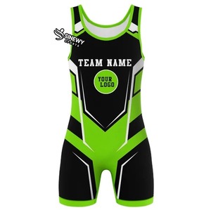 Wrestling Singlet for Men and Women Spandex/<b>Polyester</b> Breathable 200gsm Color Blocked with <b>Short</b> Sleeves Sublimation Print - Product Image 3