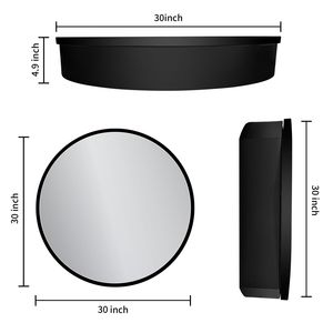 Armadietto Portamedicinali Rotondo da 30 Pollici con Cornice in Ferro Nero e Alluminio, Materiale MDF, Montaggio a Superficie per Bagno - Product Image 2