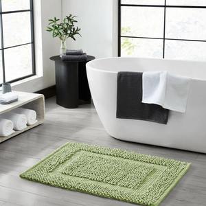 Chenille Cotton Bath <b>Mat</b> Rectangle Solid Color Luxury Minimalist Design Absorbent Non-Slip Knitted Rubber Backing <b>for</b> <b>Bathroom</b> - Product Image 3