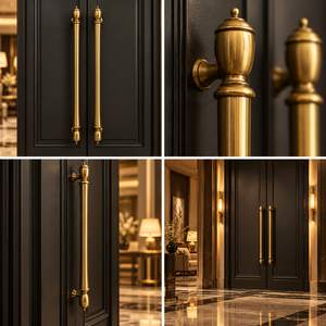 Poignée de porte cannelée classique, finition dorée, poignée décorative pour armoire, quincaillerie de meuble verticale longue - Product Image 6
