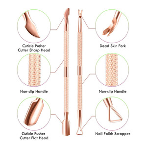 Coupe-cuticules et repousse-cuticules en acier inoxydable HL, outils de pédicure et de manucure durables avec logo personnalisé - Product Image 4
