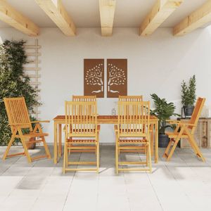 Set da pranzo con Patio in legno massello di Acacia da 7 pezzi per giardino di alta qualità ed elegante - Product Image 1