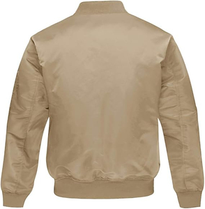 Blouson bomber kaki pour homme, coupe classique, fermeture éclair, vêtement décontracté pour l'automne, coupe-vent, coque en polyester, couleur unie, col rabattable - Product Image 2
