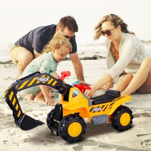 Ride-On Bulldozer Digger <b>Push</b> <b>Car</b> Toy with Working Shovel and Safety Helmet - Product Image 3