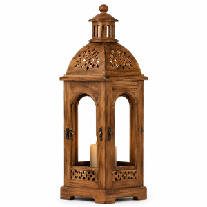 Farol de vela de madera hecho a mano para una decoración del hogar tranquila, que crea un ambiente cálido con artesanía natural. - Product Image 1