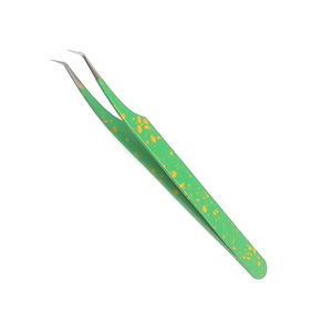 High Quality Beauty Eyelash Tweezers <b>Paper</b> Color Coated Curved Pointed Tip Stainless Steel Eyelash Tweezers - Product Image 1