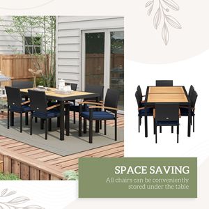 Set da Pranzo per Esterni in Legno di Acacia Resistente alle Intemperie con Sedie e Cuscini Neri per Giardino e Balcone - Product Image 6