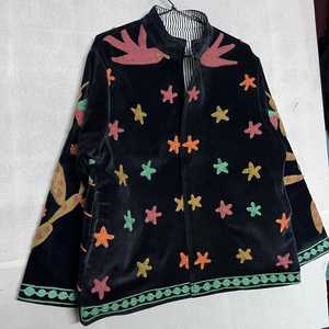 เสื้อแจ็คเก็ตกำมะหยี่ปักลายซูซานี คอจีน ลายดาวและนก ทรงหลวม แขนยาว สไตล์วินเทจสำหรับฤดูใบไม้ร่วง - Product Image 5