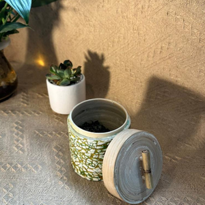 โถไม้ไผ่คุณภาพสูงฝังเปลือกหอยมุก สำหรับเก็บชา กาแฟ และตกแต่งบ้าน - Product Image 1