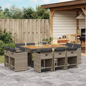 Set da Pranzo Pieghevole per Esterni a 10 Posti in Rattan PE Grigio, Arredamento da Giardino Stile Contemporaneo - Product Image 1