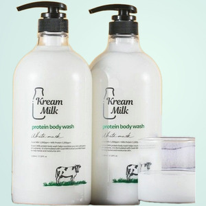 brightening <b>shower</b> gel <b>Cream</b> Milk Protein Body Wash White Musk Scent 1.1L 2 Pieces Made in Korea All skin types - Product Image 3