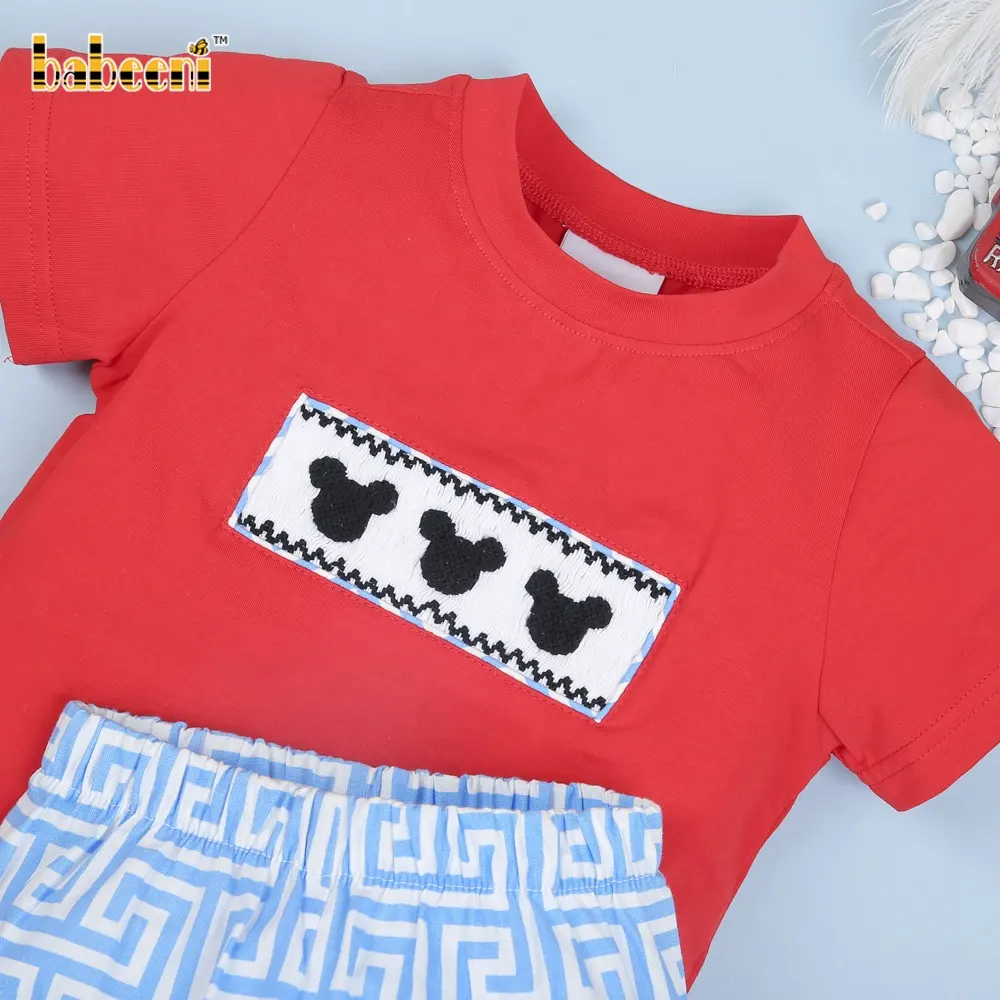 Nice mouse smocked boy set ODM OEM wholesale smocked children clothing set Babeeni brand - BB1220