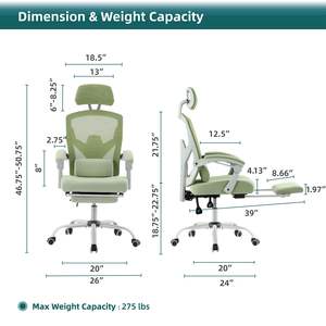 SWEETCRISPY High <b>Back</b> Ergonomic Mesh <b>Office</b> <b>Chair</b> with Lumbar <b>Support</b> Pillow for Computer Desk or Gaming - Product Image 4