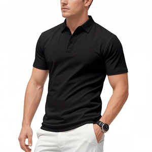 Mens <b>Black</b> <b>Short</b> Sleeve for Shirt Quick-Dry Breathable 100% Cotton Regular Fit Casual Sports Golf Eco-Friendly Polo Shirt - Product Image 1