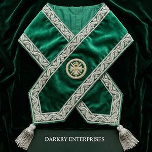 Cinturón de terciopelo rojo bordado a mano con hilo de oro para miembros de la logia masónica, Rito Escocés, águila bicéfala, insignia personalizada. - Product Image 2