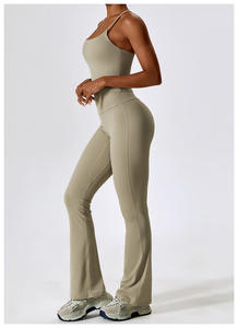 Conjunto de Yoga Personalizado para Mujer, Top Corto sin Mangas, Pantalones Cortos de Cintura Media con Corte Acampanado, Ropa Deportiva Resistente al Agua, Traje de Fitness para Gimnasio y Pilates - Product Image 6