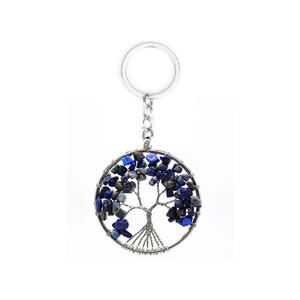 Llavero de Lapislázuli Natural con Árbol de la Vida, Colgante de Cristal, Amuleto para Bolsa, Regalo Espiritual - Product Image 1