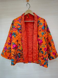 Cotton Kantha Quilted Boho <b>Jacket</b> <b>Patchwork</b> Handmade Upcycled Bohemian Reversible Breathable Eco-Friendly Outerwear Hippie - Product Image 6