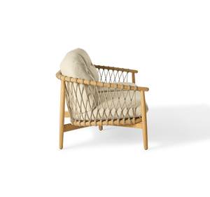 Canapé d'extérieur de luxe en teck massif deux places avec coussins épais, écologique, durable, design élégant avec accoudoirs pour patio et terrasse - Product Image 3