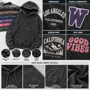 Custom Acid Wash 100% Cotton Winter Hoodie OEM Private Label Vintage Washed Oversized <b>Pullover</b> Streetwear Manufacturer - Product Image 4