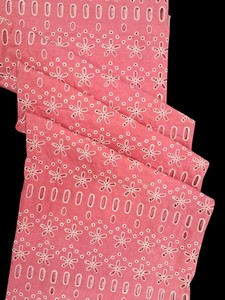 Tela Bordada de Algodón Rosa Premium en Oferta |   Tela Suave y Transpirable con Diseño Floral Calado para Vestidos, Kurtis y Blusas - Product Image 3