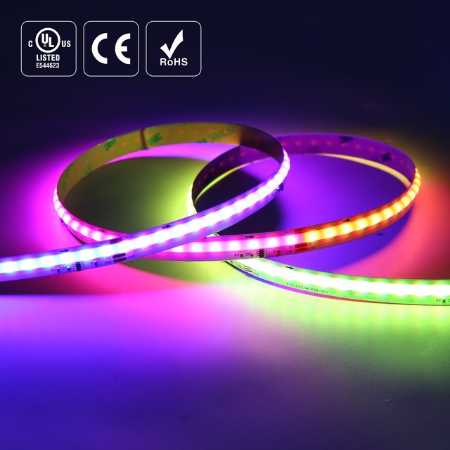 Raymates FCOB LED Strip 24V Pixel Rgb IC Full Color Digital Addressable Flexible Cob Rgb Led Strip Light