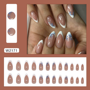 <span class=keywords><strong>Faux</strong></span> Ongles Amovibles en Gros, Style Français <span class=keywords><strong>Blanc</strong></span> Doux, Motif Petite Fleur <span class=keywords><strong>Jasmin</strong></span> Bleu, 24 Pièces à Coller - Product Image 2